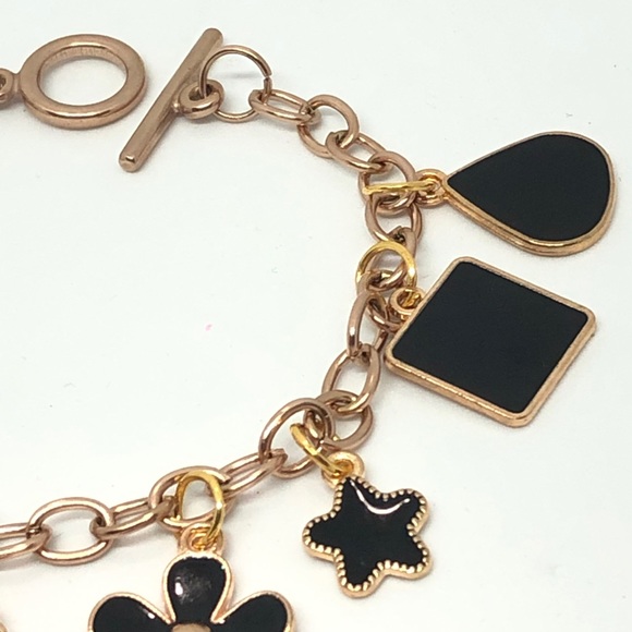 Rose Gold & Black Charm Bracelet - Picture 3 of 5